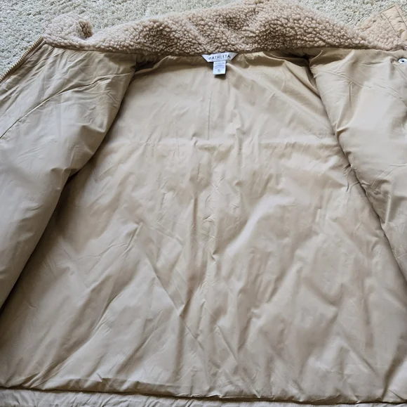 Athleta Fleece Hybrid Jacket Womens XL Tan Cropped - Picture 8 of 12
